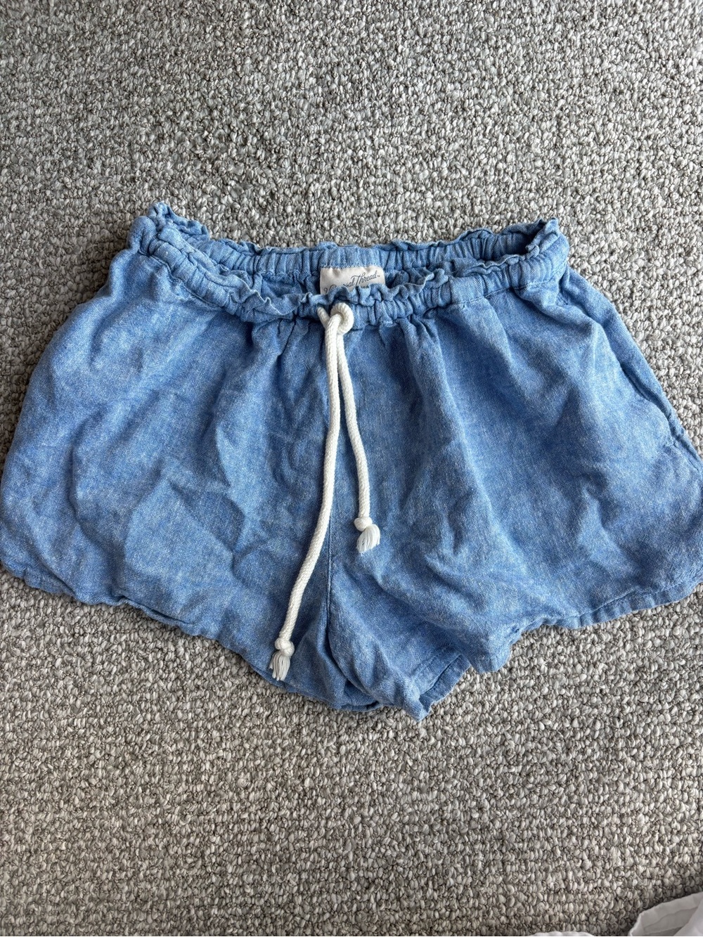 Universal Thread Light Blue Drawstring Athletic Linen-Blend Shorts